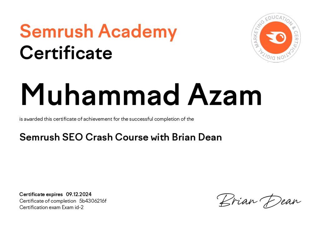 SEO Certification from Brian Dean