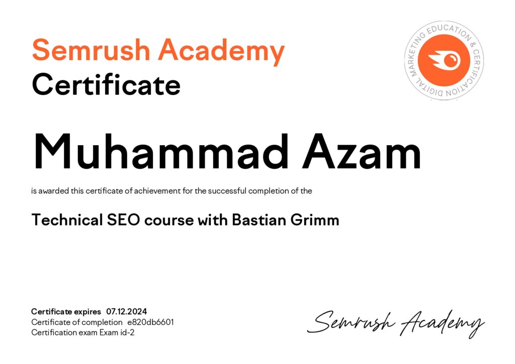 Certification in Technical SEO