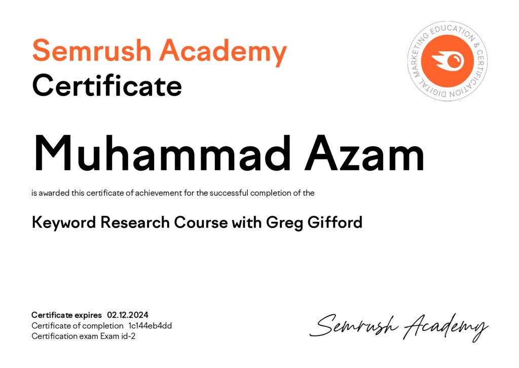 Keyword Research Certification